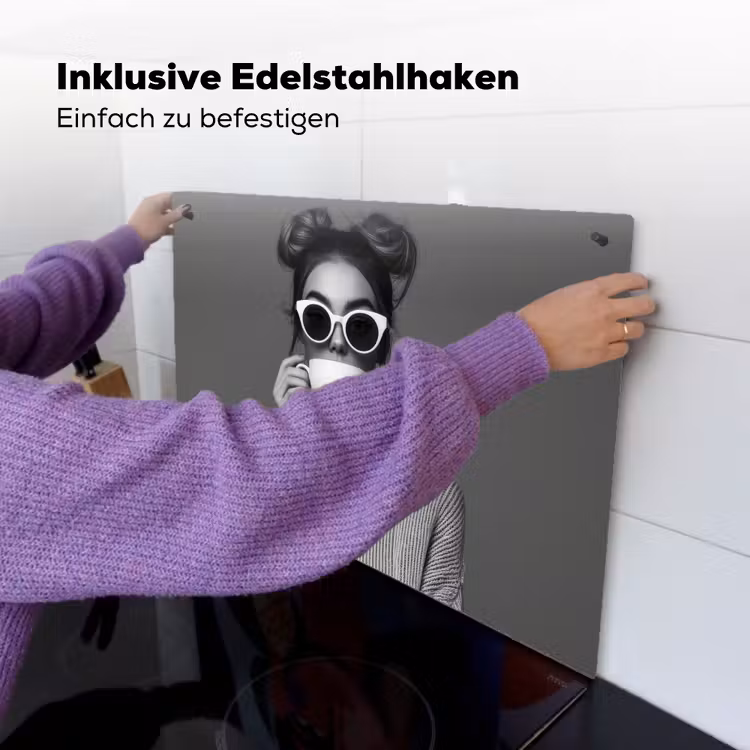 Vrouw - Koffie - Zwart - Wit Inductie beschemer met haakjes klein -ky-ophangen-de