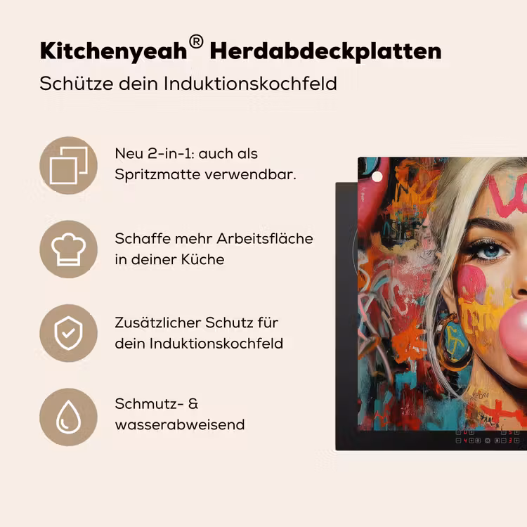 Vrouw - Kauwgom - Graffiti - Love Inductie beschemer met haakjes middel -ky-usp-de