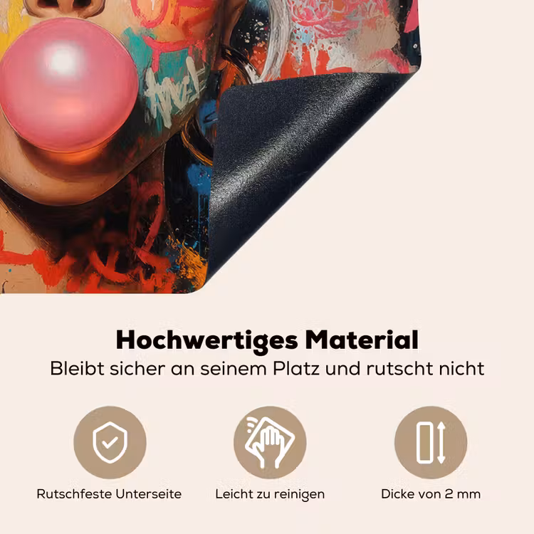 Vrouw - Kauwgom - Graffiti - Love Inductie beschemer met haakjes middel -ky-onderkant-de