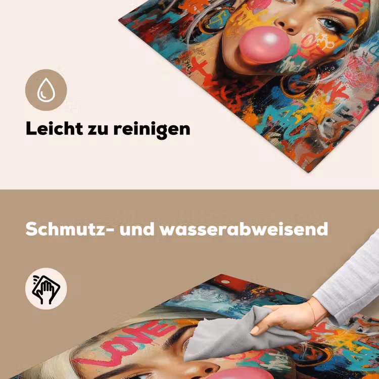 Vrouw - Kauwgom - Graffiti - Love Inductie beschemer met haakjes middel -ky-schoon-de