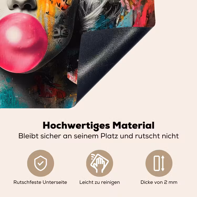Vrouw - Kauwgom - Graffiti - Neonkleuren Inductie beschemer met haakjes middel -ky-onderkant-de