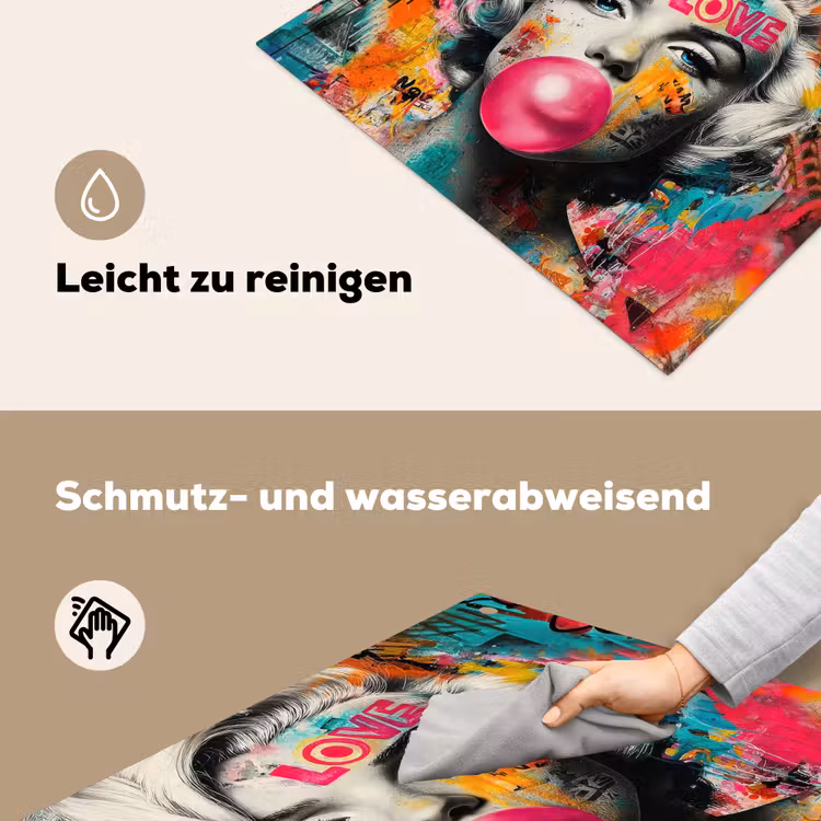 Vrouw - Kauwgom - Graffiti - Neonkleuren Inductie beschemer met haakjes middel -ky-schoon-de