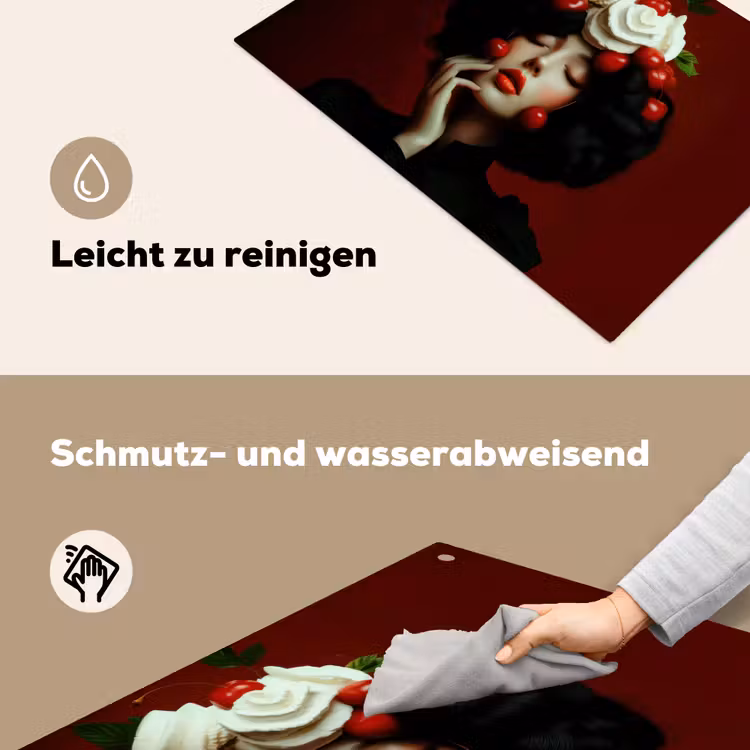 Vrouw - Kersen - Slagroom Inductie beschemer met haakjes klein -ky-schoon-de