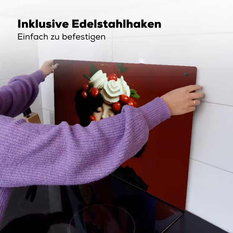Vrouw - Kersen - Slagroom Inductie beschemer met haakjes klein -ky-ophangen-de