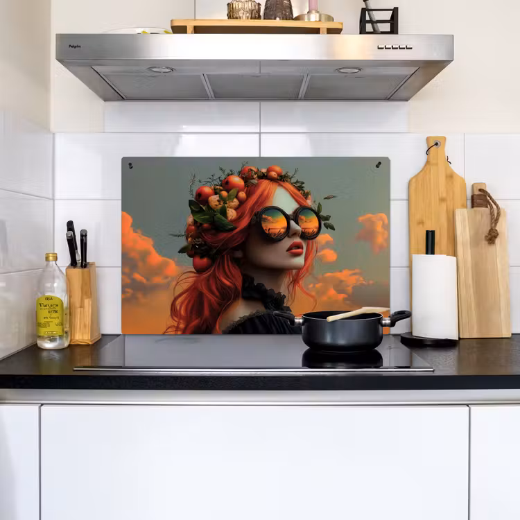 Vrouw - Kroon - Tomaat - Bascilicum - Zonnebril Inductie beschemer met haakjes klein -sfeer2