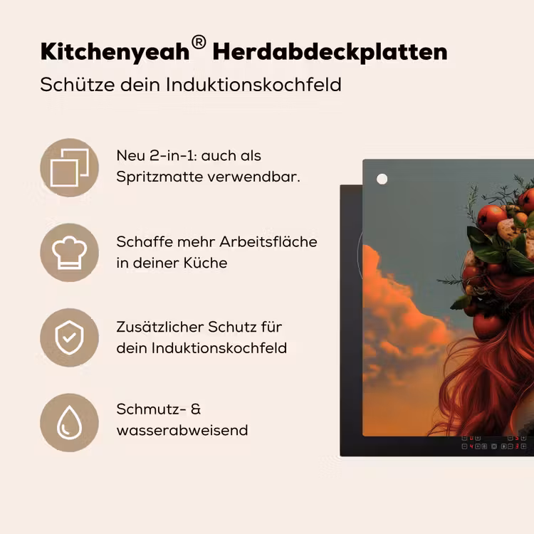 Vrouw - Kroon - Tomaat - Bascilicum - Zonnebril Inductie beschemer met haakjes klein -ky-usp-de