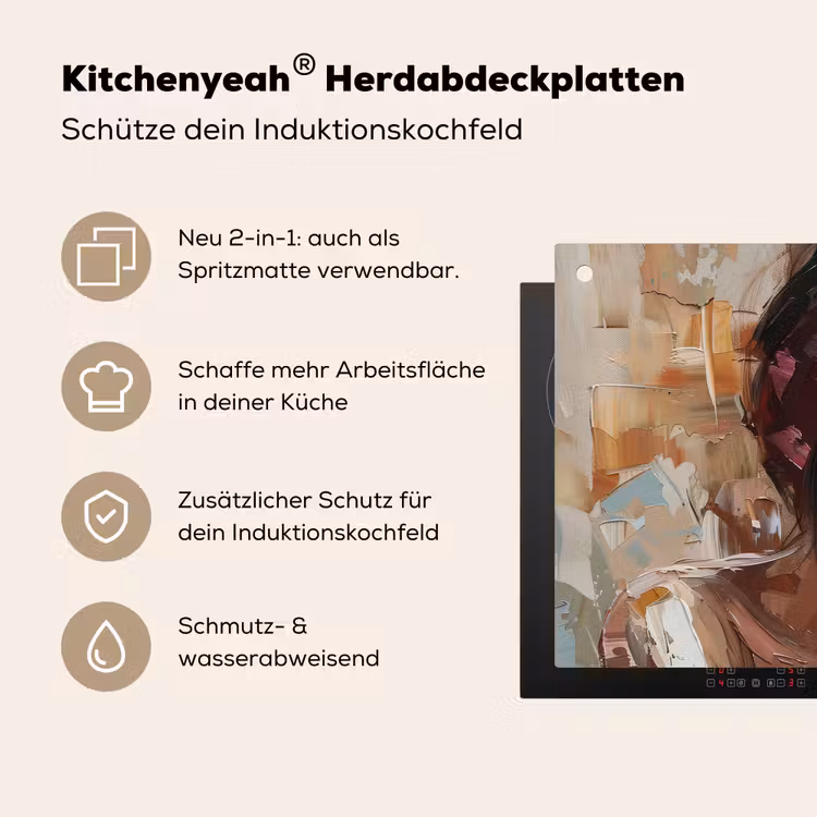 Vrouw - Verflook - Portret - Modern Inductie beschemer met haakjes klein -ky-usp-de