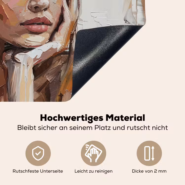 Vrouw - Verflook - Portret - Modern Inductie beschemer met haakjes klein -ky-onderkant-de