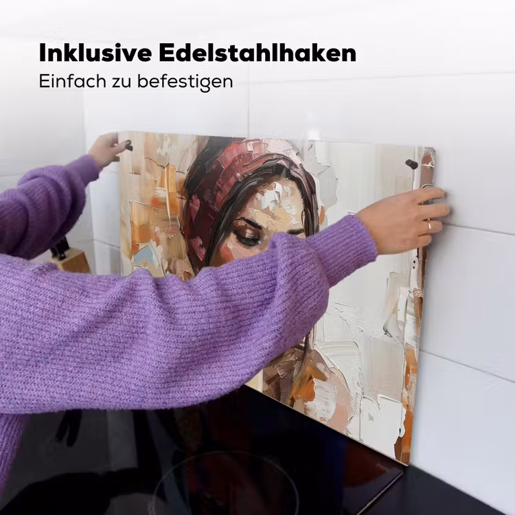 Vrouw - Verflook - Portret - Modern Inductie beschemer met haakjes klein -ky-ophangen-de