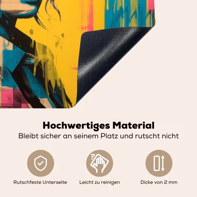 Vrouw - Verfstrepen - Gekleurd Inductie beschemer met haakjes klein -ky-onderkant-de