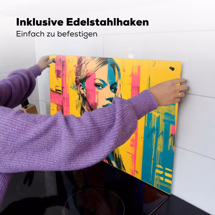 Vrouw - Verfstrepen - Gekleurd Inductie beschemer met haakjes klein -ky-ophangen-de