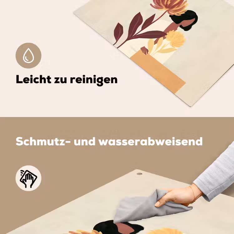 Vrouw - Minimalistisch - Bloem Inductie beschemer met haakjes klein -ky-schoon-de