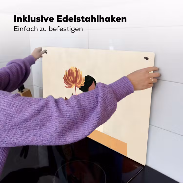 Vrouw - Minimalistisch - Bloem Inductie beschemer met haakjes klein -ky-ophangen-de