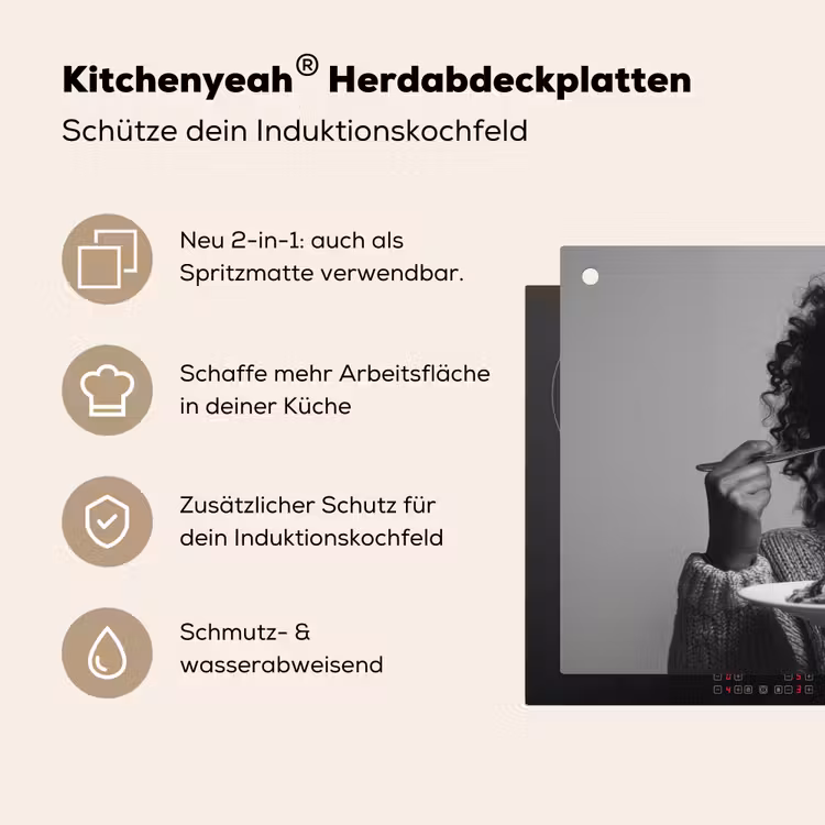 Vrouw - Pasta - Zwart - Wit Inductie beschemer met haakjes klein -ky-usp-de
