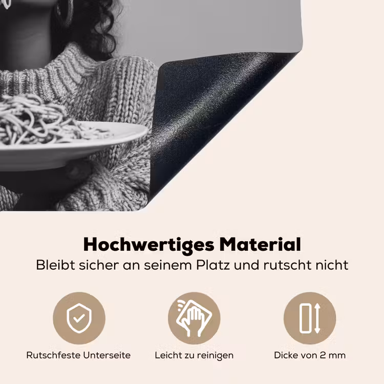 Vrouw - Pasta - Zwart - Wit Inductie beschemer met haakjes klein -ky-onderkant-de