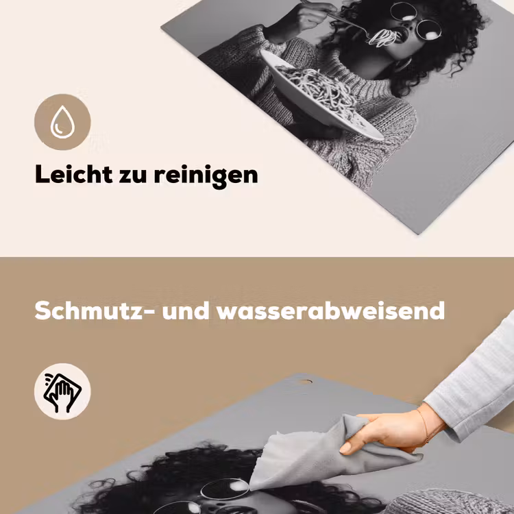 Vrouw - Pasta - Zwart - Wit Inductie beschemer met haakjes klein -ky-schoon-de