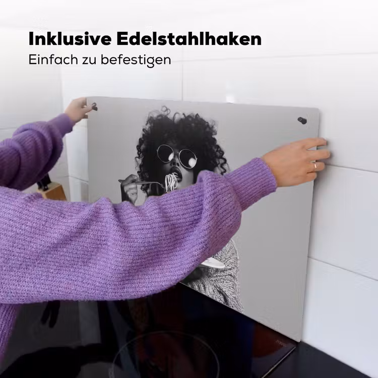 Vrouw - Pasta - Zwart - Wit Inductie beschemer met haakjes klein -ky-ophangen-de