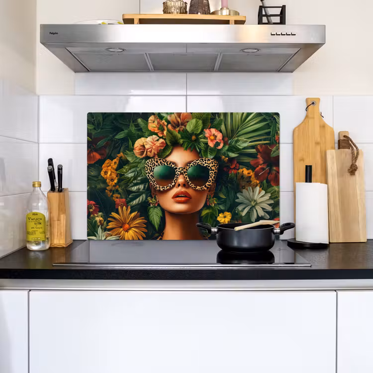 Vrouw - Panterprint - Jungle - Natuur - Luxe Inductie beschemer met haakjes klein -sfeer2