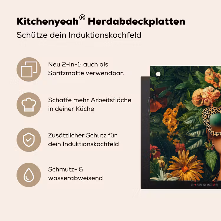 Vrouw - Panterprint - Jungle - Natuur - Luxe Inductie beschemer met haakjes klein -ky-usp-de