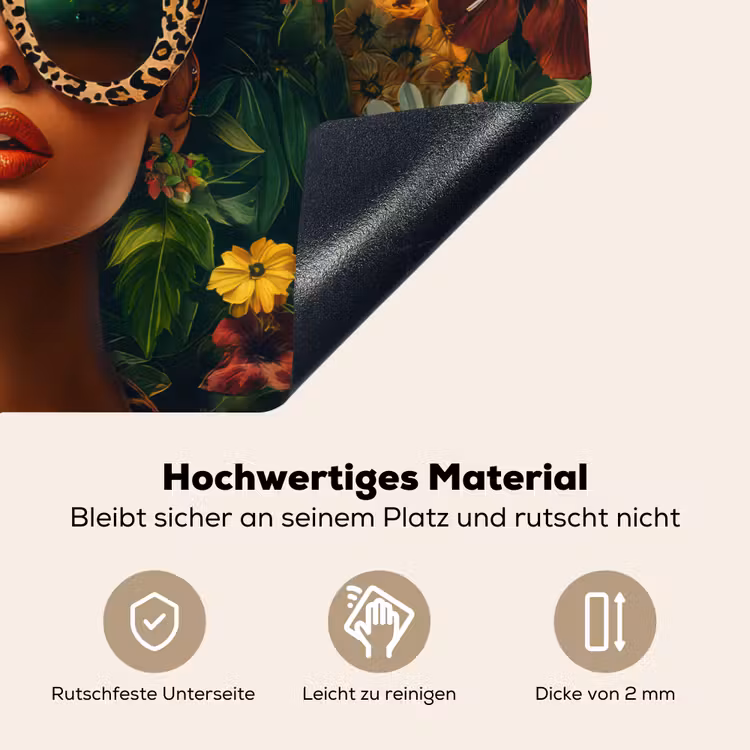 Vrouw - Panterprint - Jungle - Natuur - Luxe Inductie beschemer met haakjes klein -ky-onderkant-de