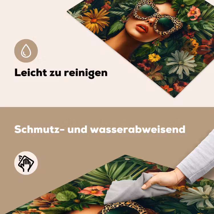 Vrouw - Panterprint - Jungle - Natuur - Luxe Inductie beschemer met haakjes klein -ky-schoon-de