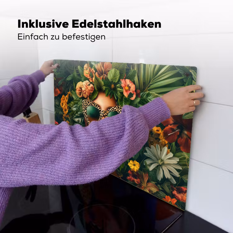 Vrouw - Panterprint - Jungle - Natuur - Luxe Inductie beschemer met haakjes klein -ky-ophangen-de