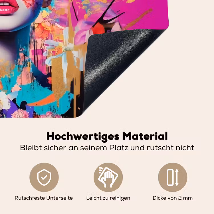 Vrouw - Portret - Abstract - Paars Inductie beschemer met haakjes klein -ky-onderkant-de