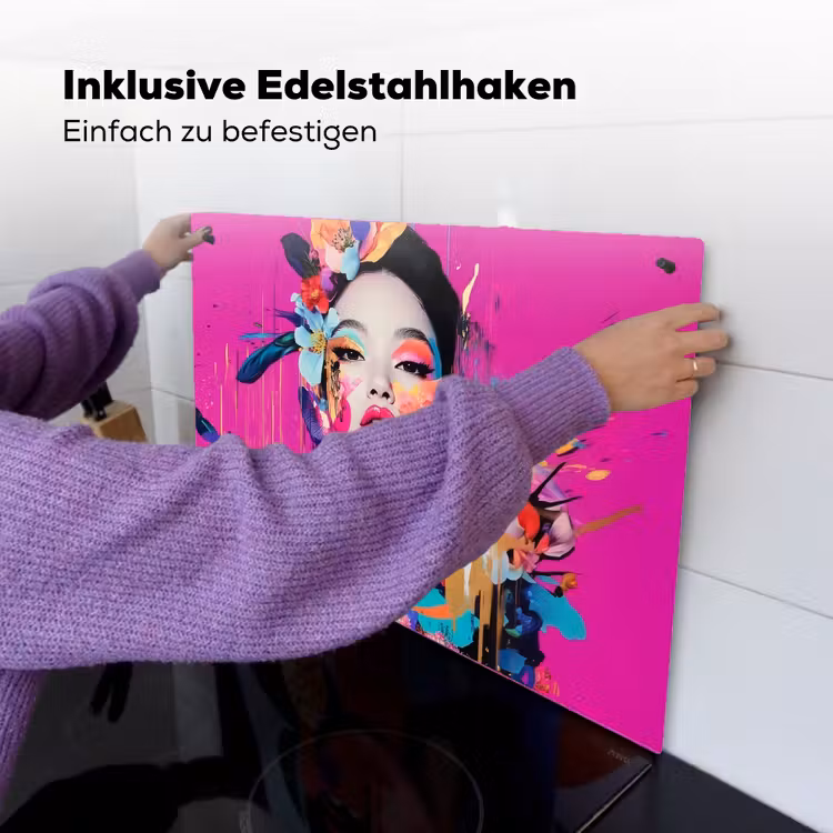 Vrouw - Portret - Abstract - Paars Inductie beschemer met haakjes klein -ky-ophangen-de