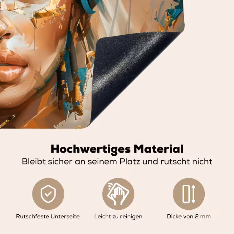 Vrouw - Portret - Goud - Luxe - Blauw Inductie beschemer met haakjes klein -ky-onderkant-de