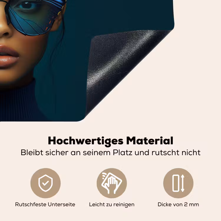 Vrouw - Vlinder - Bril - Blauw - Modern - Portret Inductie beschemer met haakjes klein -ky-onderkant-de