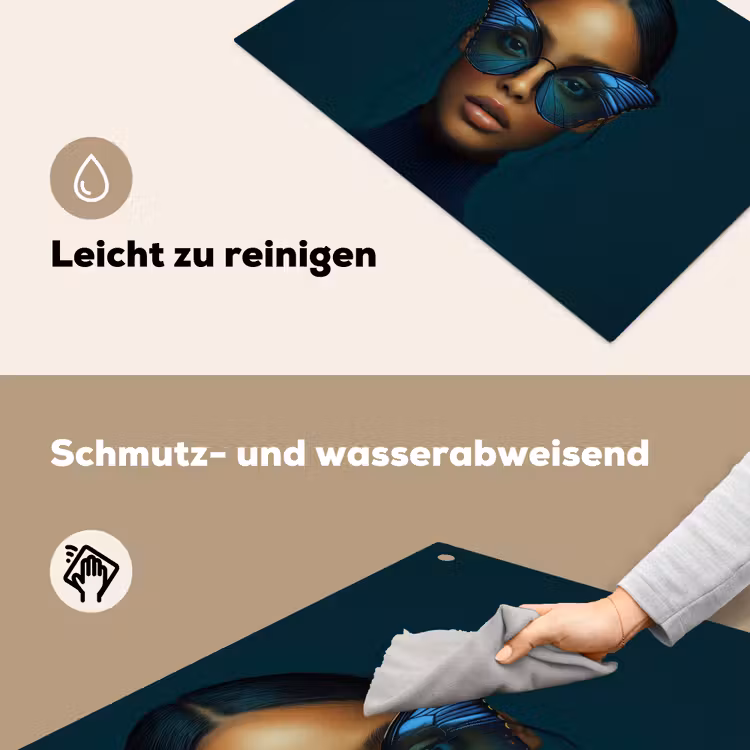 Vrouw - Vlinder - Bril - Blauw - Modern - Portret Inductie beschemer met haakjes klein -ky-schoon-de
