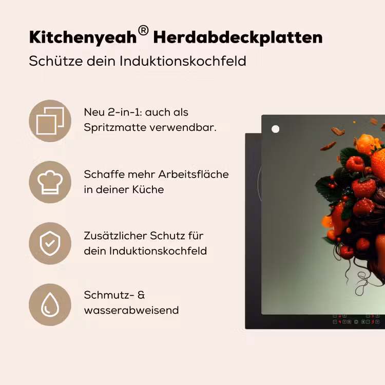 Vrouw - Chocolade - Frambozen - Aardbeien - Koekjes Inductie beschemer met haakjes klein -ky-usp-de