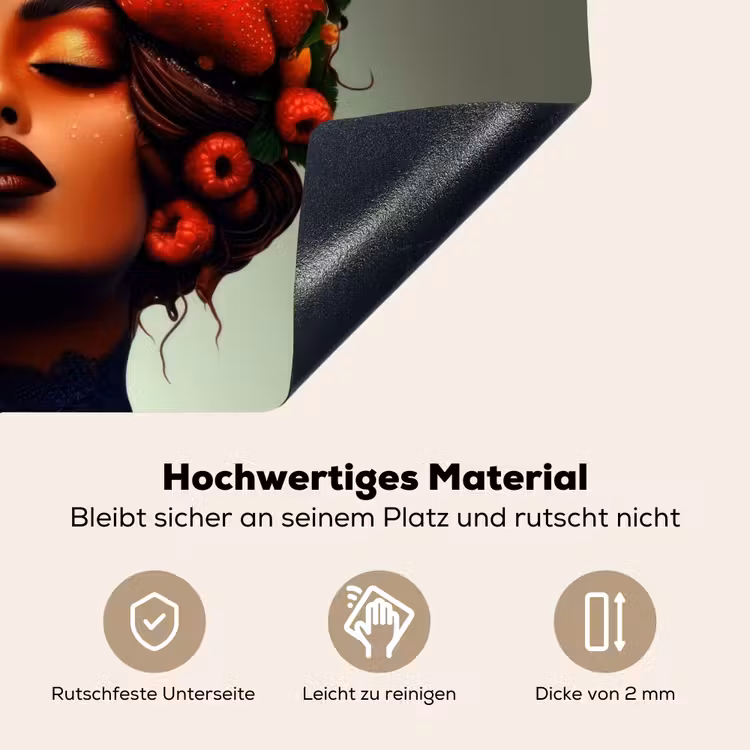 Vrouw - Chocolade - Frambozen - Aardbeien - Koekjes Inductie beschemer met haakjes klein -ky-onderkant-de
