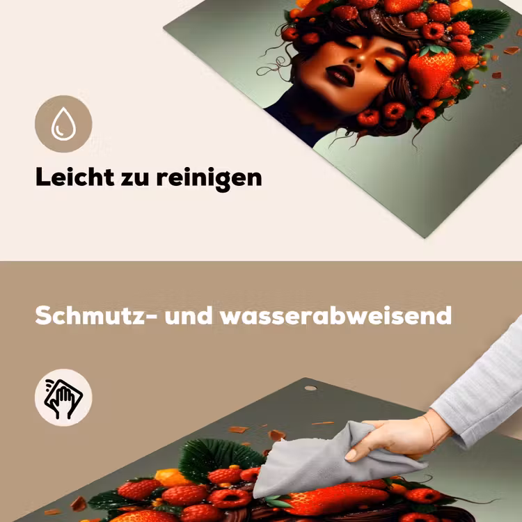 Vrouw - Chocolade - Frambozen - Aardbeien - Koekjes Inductie beschemer met haakjes klein -ky-schoon-de
