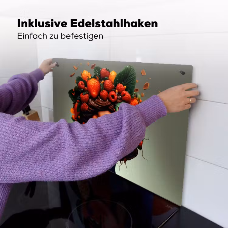 Vrouw - Chocolade - Frambozen - Aardbeien - Koekjes Inductie beschemer met haakjes klein -ky-ophangen-de