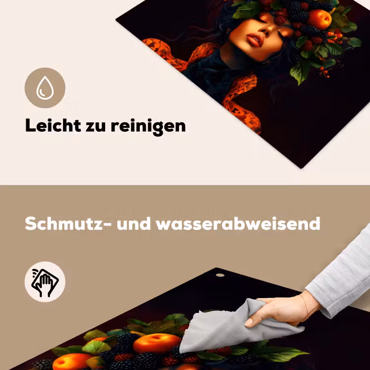 Vrouw - Zwart - Bessen - Bramen - Appels Inductie beschemer met haakjes klein -ky-schoon-de