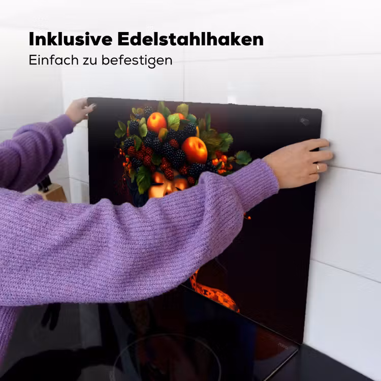 Vrouw - Zwart - Bessen - Bramen - Appels Inductie beschemer met haakjes klein -ky-ophangen-de