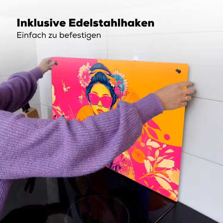 Vrouw - Zonnebril - Abstract - Oranje Inductie beschemer met haakjes klein -ky-ophangen-de