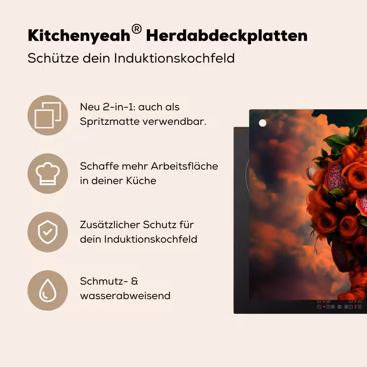Vrouw - Drankenfruit - Rozen Inductie beschemer met haakjes klein -ky-usp-de