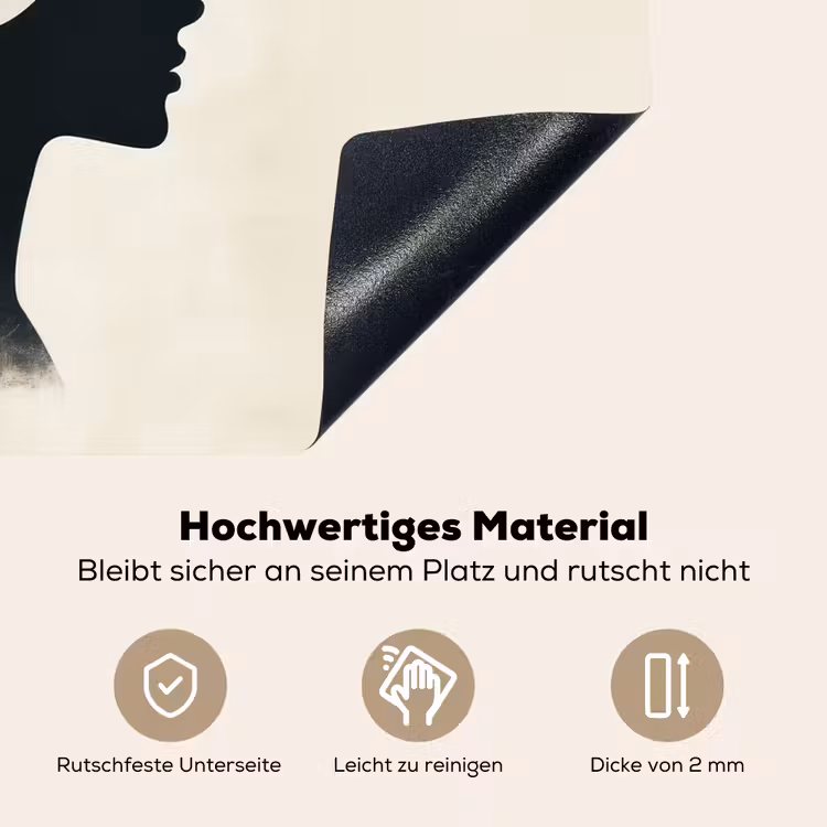 Vrouw - Golven - Zwart Inductie beschemer met haakjes klein -ky-onderkant-de