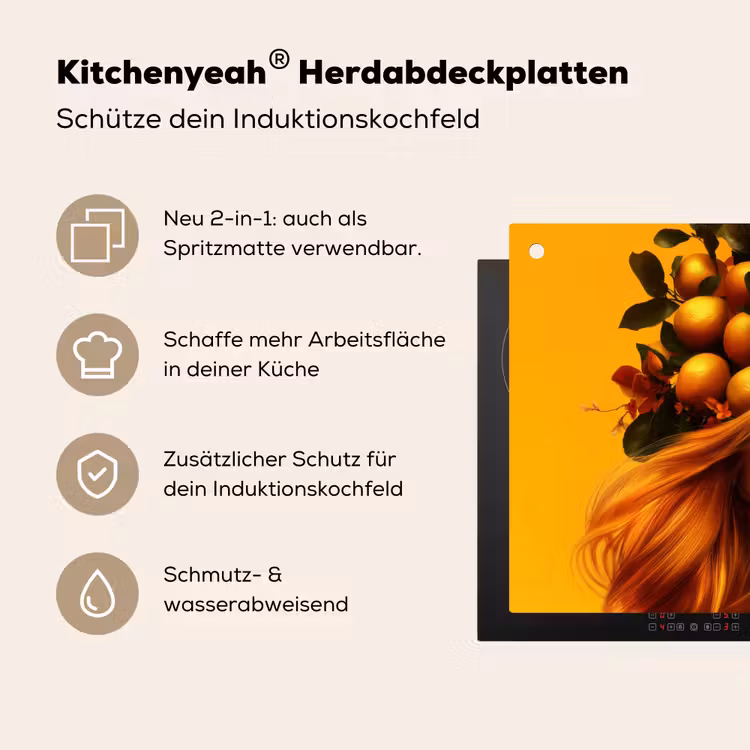Vrouw - Citroenen - Bloesem - Geel Inductie beschemer met haakjes klein -ky-usp-de