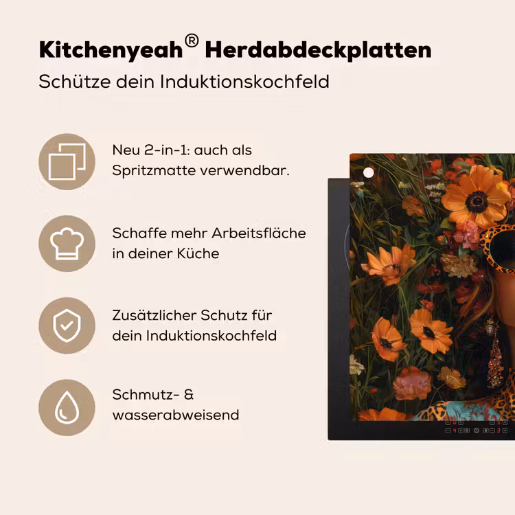 Vrouwen - Bloemen - Modern - Bril - Abstract Inductie beschemer met haakjes klein -ky-usp-de