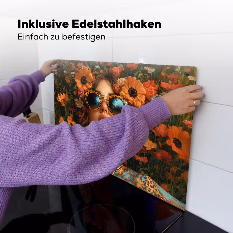 Vrouwen - Bloemen - Modern - Bril - Abstract Inductie beschemer met haakjes klein -ky-ophangen-de