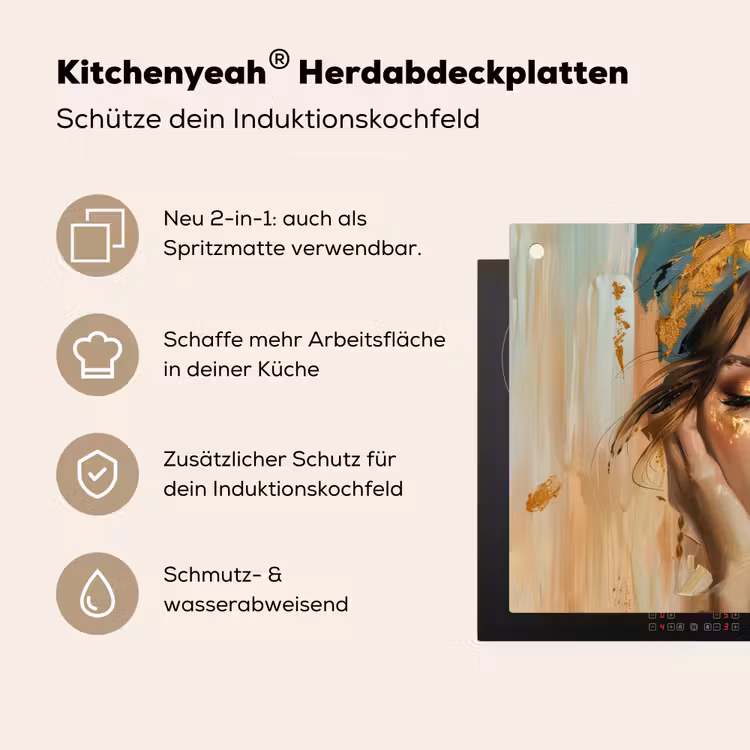 Vrouwen - Portret - Luxe - Goud Inductie beschemer met haakjes klein -ky-usp-de