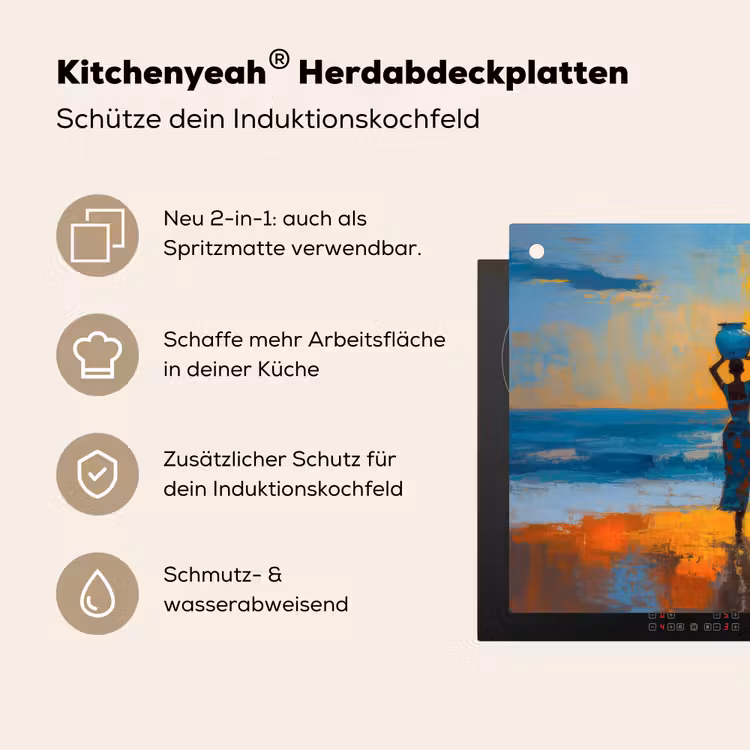Vrouwen - Strand - Zondsondergang Inductie beschemer met haakjes klein -ky-usp-de