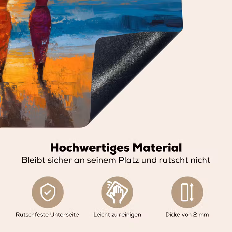 Vrouwen - Strand - Zondsondergang Inductie beschemer met haakjes klein -ky-onderkant-de