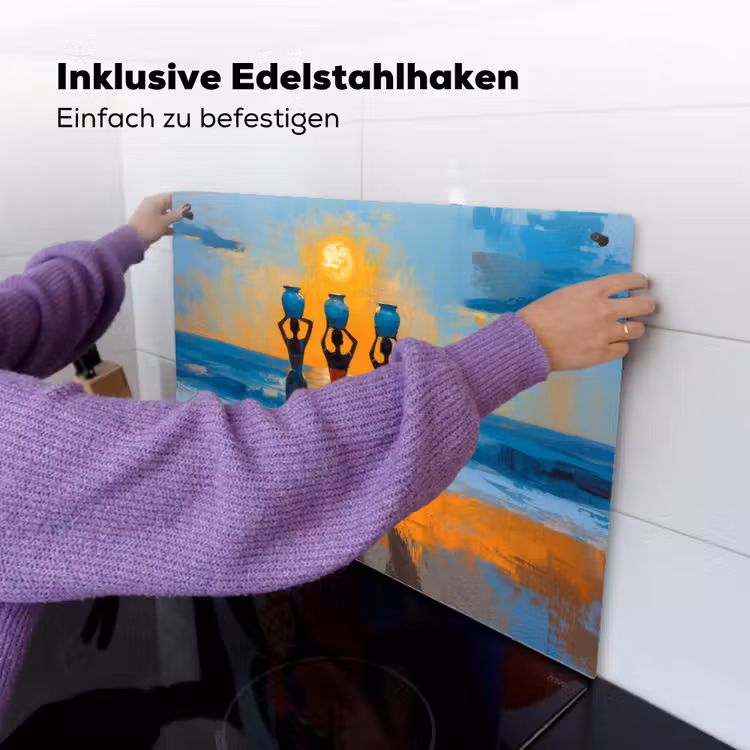 Vrouwen - Strand - Zondsondergang Inductie beschemer met haakjes klein -ky-ophangen-de
