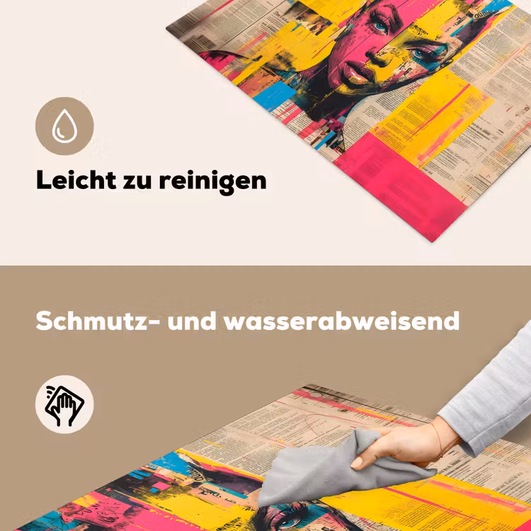 Vrouwengezicht - Krantenpapier - Abstract - Roze Inductie beschemer met haakjes klein -ky-schoon-de