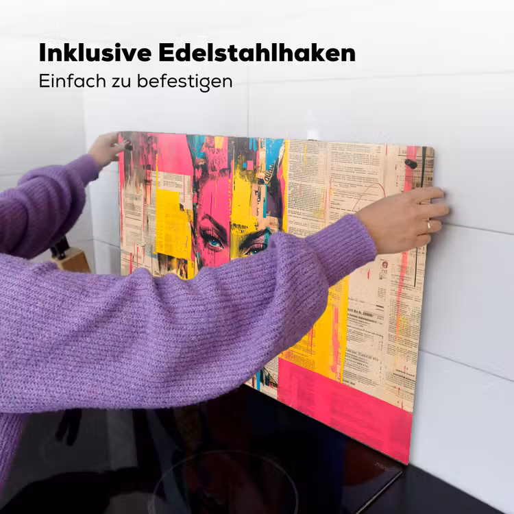 Vrouwengezicht - Krantenpapier - Abstract - Roze Inductie beschemer met haakjes klein -ky-ophangen-de