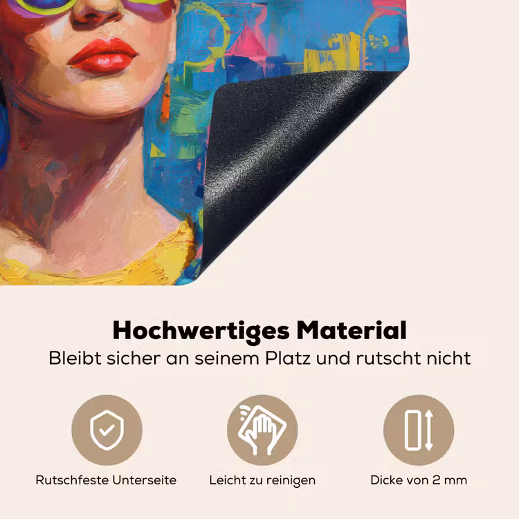 Vrolijk portret - Vrouw - Bloemenkroon Inductie beschemer met haakjes middel -ky-onderkant-de